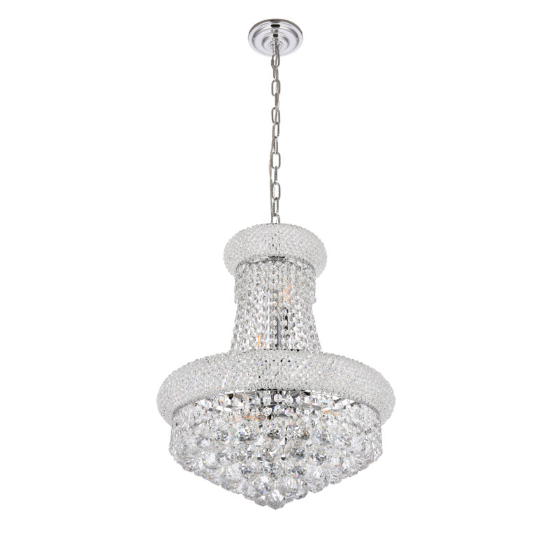 Ston Easton 8-Light Crystal 2-Tier Empire Chandelier, Chrome, 20" H x 16" W x 16" D