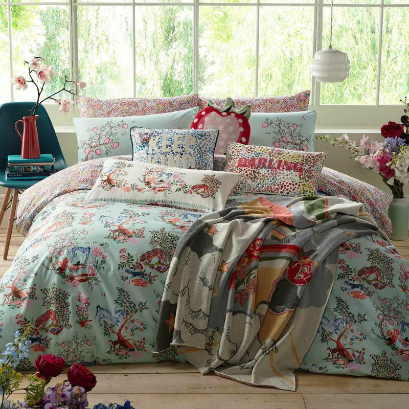 Painted Kingdom Mid Blue Bedset, Super King - 2 Standard Pillowcases