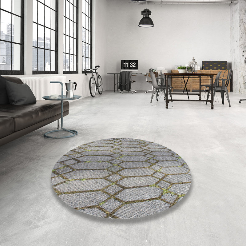 Tapis gris Power Loom, Rond 8 pi