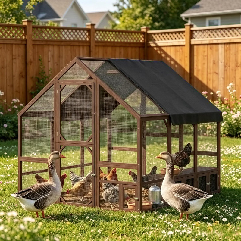 Cage à poulailler en bois, Noir/brun foncé