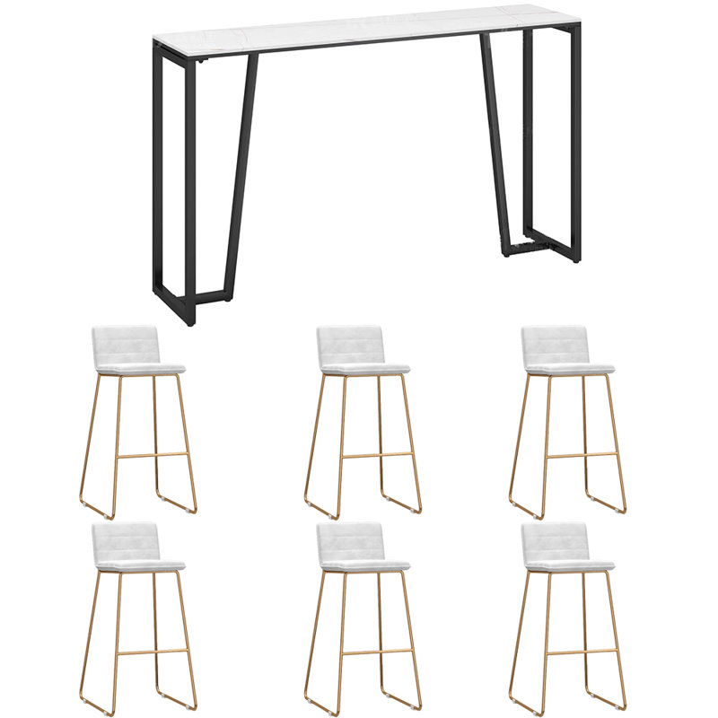 Tabourets et tables de luxe et luxueux, H 41,3 po x L 70,8 po x l 15,7 po, Blanc/Noir, Blanc