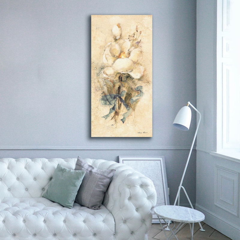 «Magnolia with Ribbon Bright» par Cheri Blum, art mural sur toile, H 60 po x l 30 po x P 1,5 po