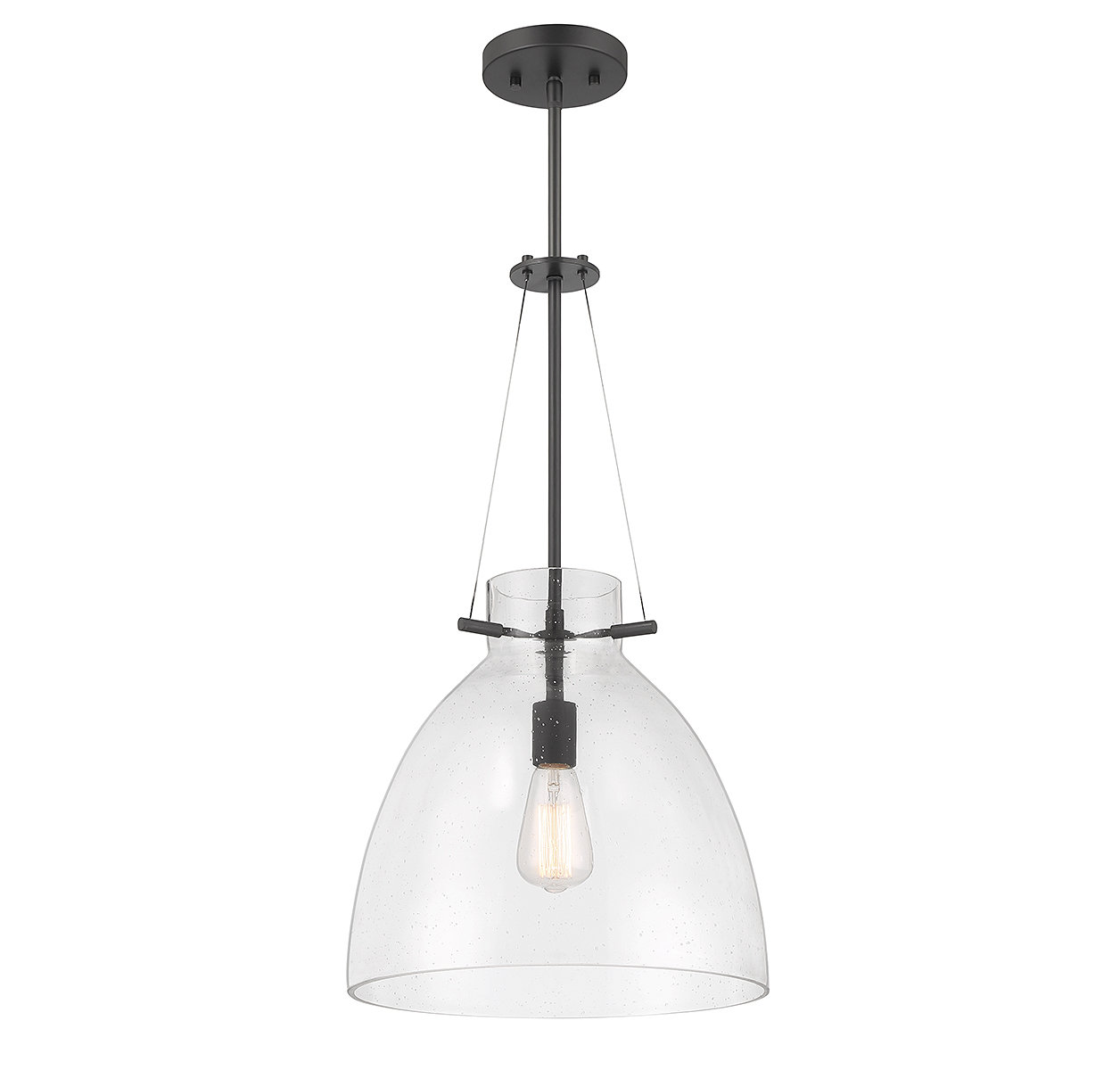 Theda 1 - Light Single Bell Pendant, Matte Black