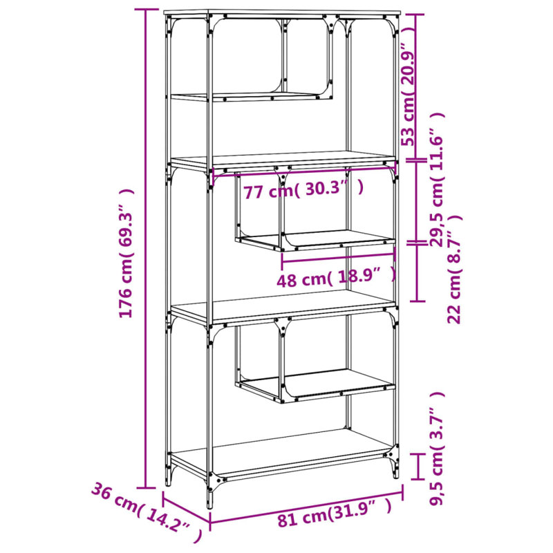 vidaXL Bookcase Shelving Unit Standing Storage Display Rack Engineered Wood, Brown Oak