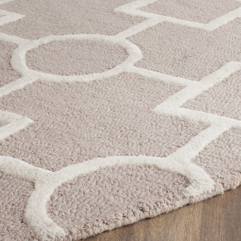 Deedgra Hand Tufted Wool Geometric Rug, Round 6'