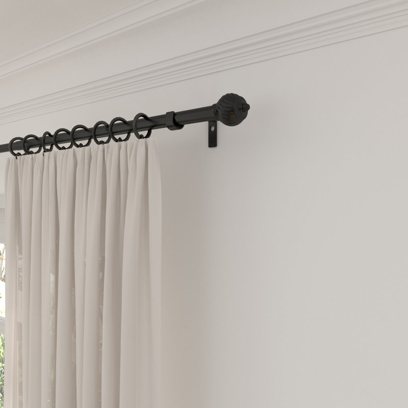  Adjustable Single Metal Curtain Rod Overall Width x 0.78" Diameter, 48" - 84"