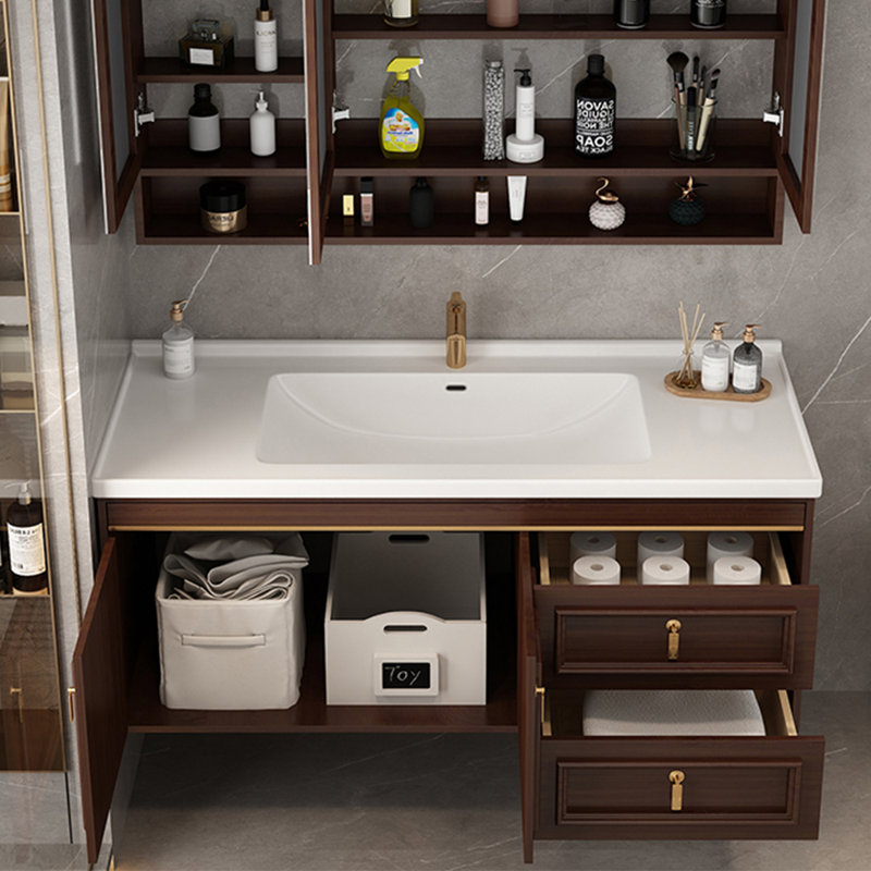 Armoire de salle de bain minimaliste rétro de style chinois
