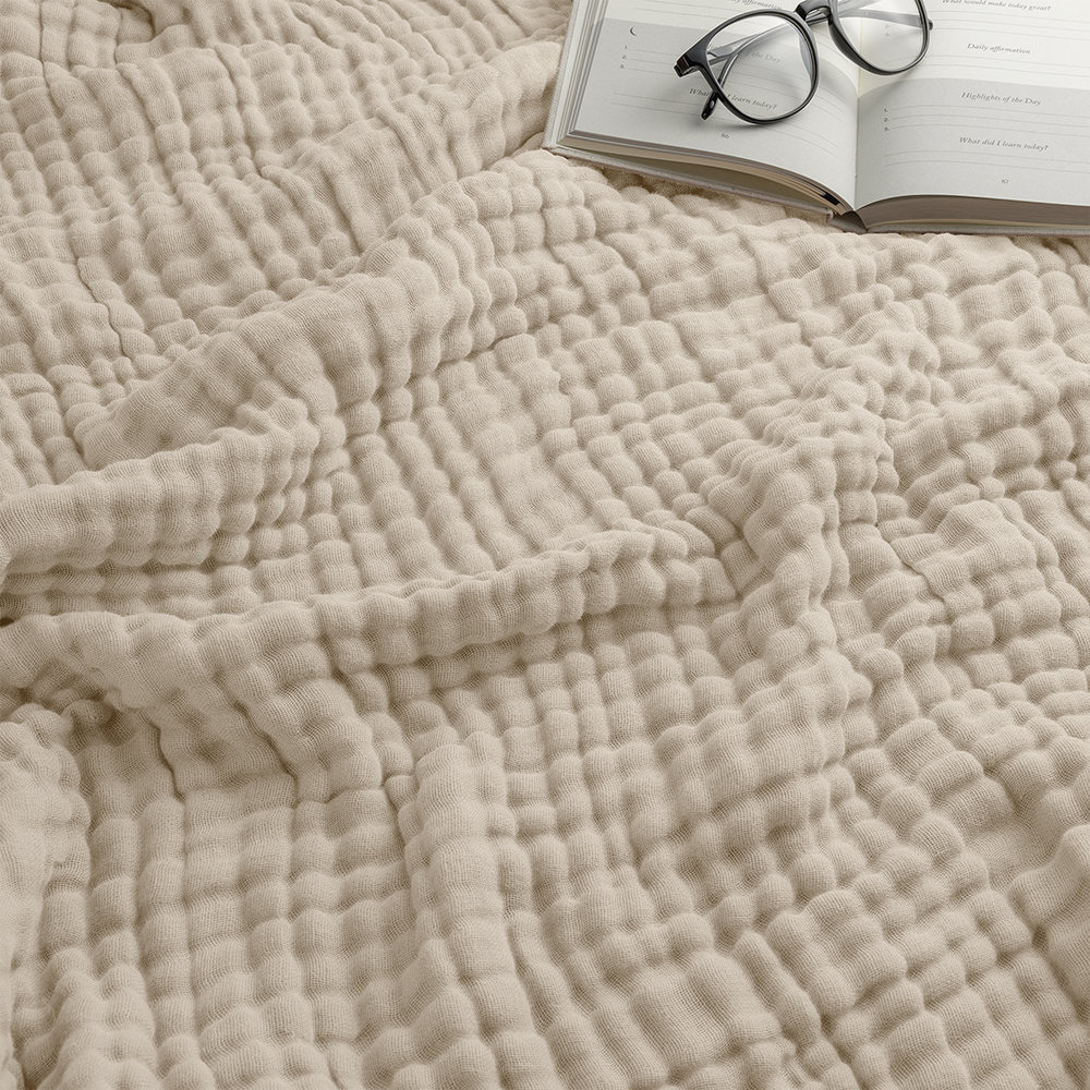 Karlina Muslin Blanket, Throw, Gray