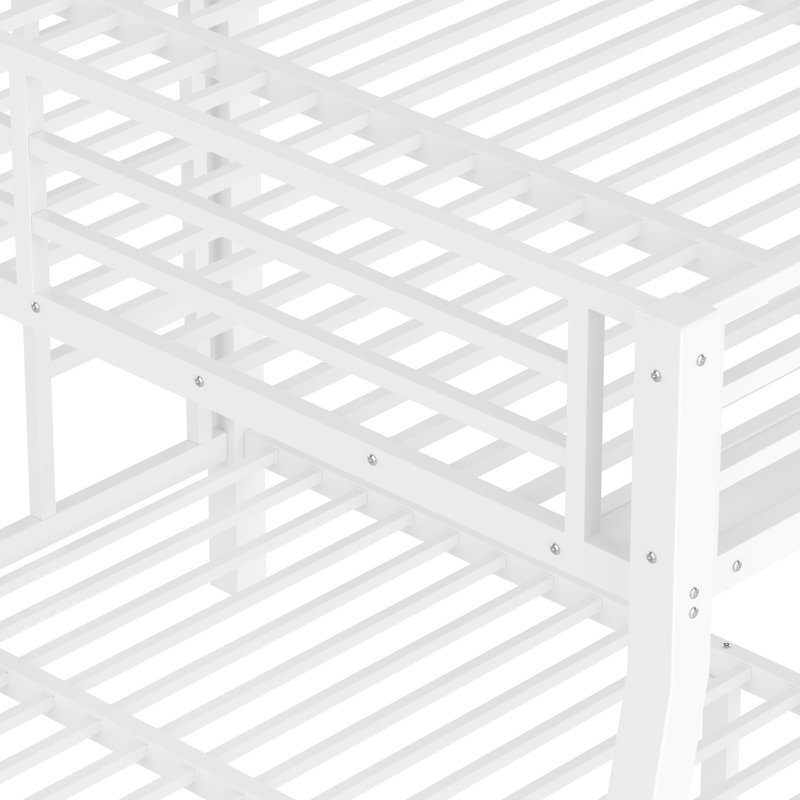 Lit double superposé au-dessus de grand lit en métal noir, support robuste, peu encombrant, aucun sommier nécessaire