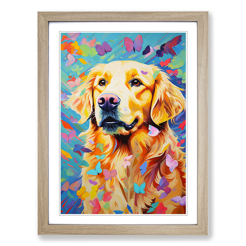 Golden Retriever Contemporary - Framed Print
