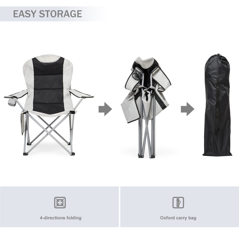 Folding Reclining Camping Chair, Black/White