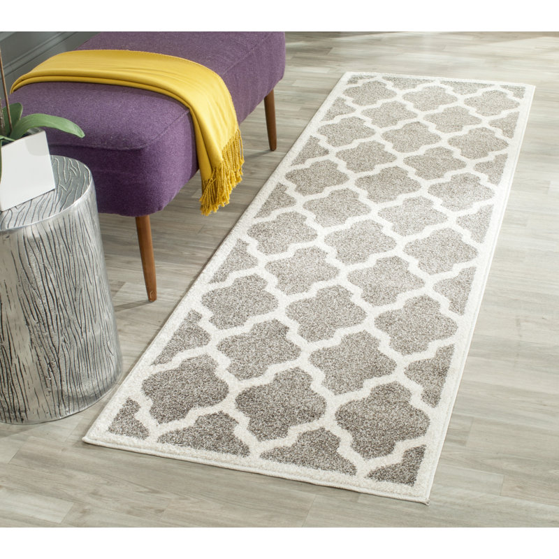 Tapis géométrique gris foncé / beige Ammundsen, Tapis de couloir 2 pi 3 po x 9 pi