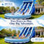 Grande glissade d'eau gonflable de 20,6 pi avec glissades doubles, piscine et souffleur, parc aquatique d'été pour enfants, bleu