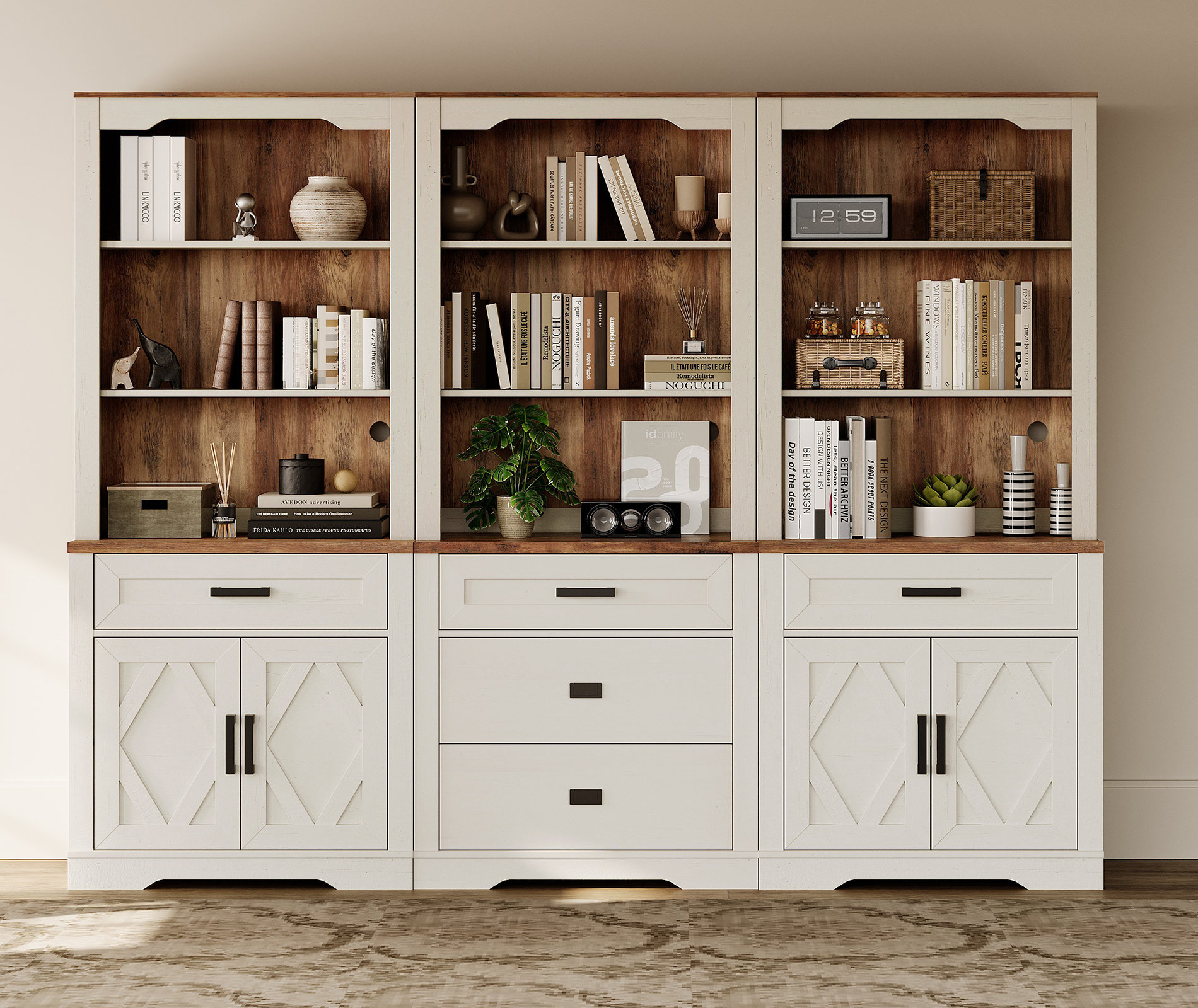 Charlton Home® 3 Column Bookcase With Drawer,73.3