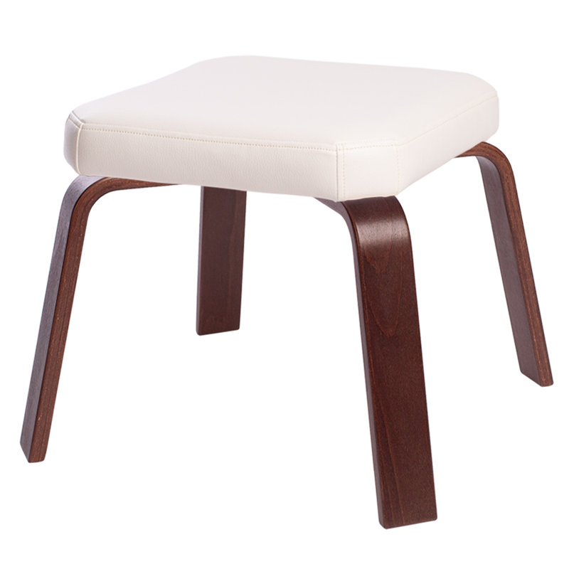 Aydelotte Solid Wood Accent Stool, Chocolate Wood, Pure White