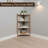 4-Tier Corner Shelf Unit, Freestanding Corner Bookshelf with White MDF Shelves and Natural Wood Frame, Space-Saving Triangular Corner Storage Rack for Bathroom, Living Room & Bedroom, 33.70" H x 16.75" W