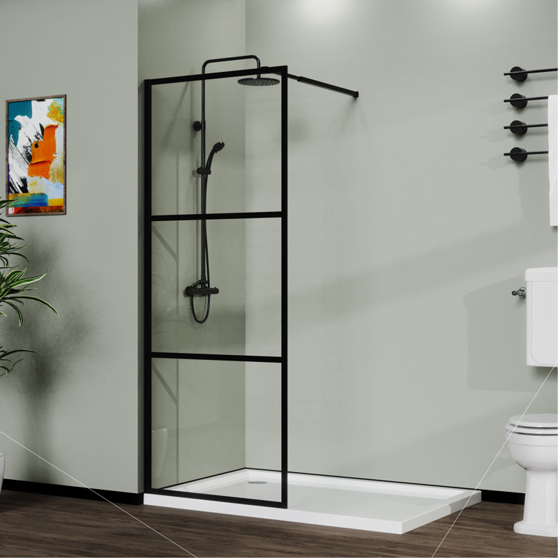 Pièce de style moustiquaire de porte de douche 34 po Sophistiqué, noir, 3 panneaux