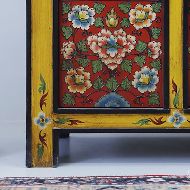 Chinese Distressed Solid Pine Hallway Cabinet