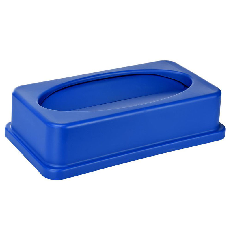 Blue 23 Gallon Plastic Commercial Recycle Bin with Drop Slot Lid