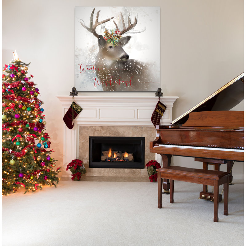 Winter Wonderland Deer - impression, H 32 po x l 32 po x P 1,5 po, Toile tendue