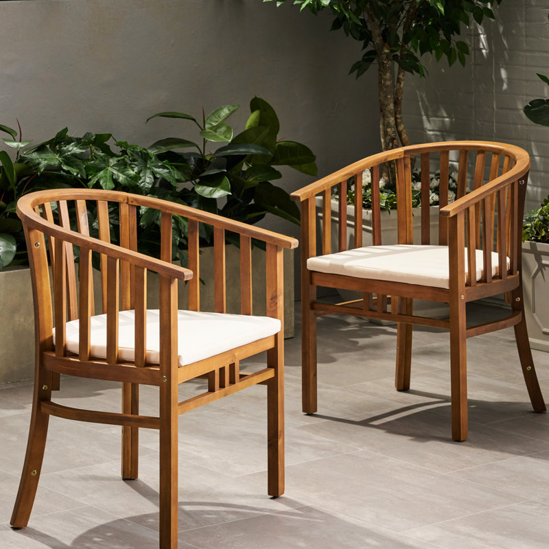 Chaise de salle à manger en bois avec coussin imperméable Classy - Transformez votre espace extérieur - Idéal pour une utilisation