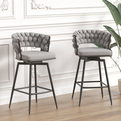 Tabourets de bar 28 po en lin de 28 po tissés en lin gris. Fauteuil pivotant à 360 degrés avec dossier de soutien. Pour îlot de cuisine, bars, tavernes, cafés gris 2, 28 po. Confortable et ergonomique. Convient aux restaurants