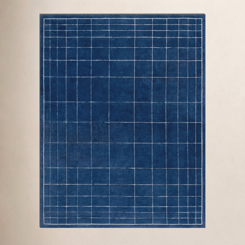 Mallory Midnight Blue Hand Tufted Area Rug, Rectangle 5' x 8'