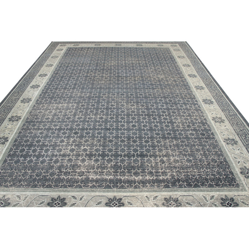 Distressed Homage Hand Knotted Wool Area Rug, Rectangle 5' x 8'