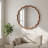 Yellowish Brown 24 Inch Wavy Round Solid Wood Frame Decorative Mirror,for Bedroom, Bathroom, Living Room, Entryway