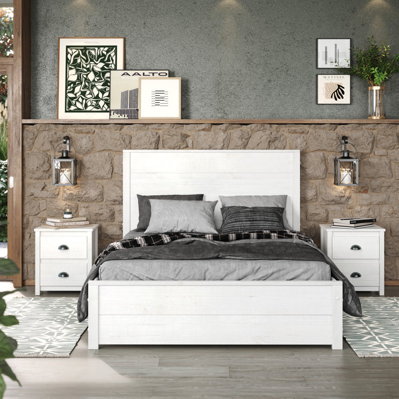 Arranda Solid Wood Bed, Coastal White, King