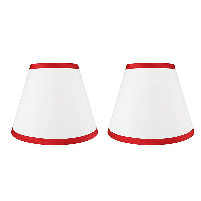 Abat-jour empire en soie / shantung (araignée), Blanc cassé avec bordure rouge
