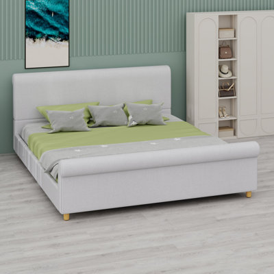 Base de lit plateforme avec pied de lit roulé et tête de lit haute pour une durabilité accrue