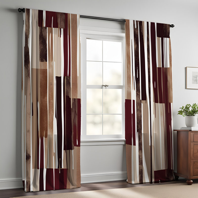 Paire de rideaux semi-transparents en polyester Ehlaam, L 56 po x L 78 po