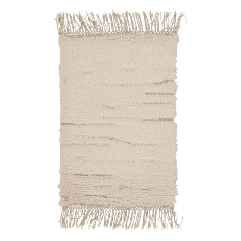 Wool Striped Area Rug in White, Rectangle 10' x 14'
