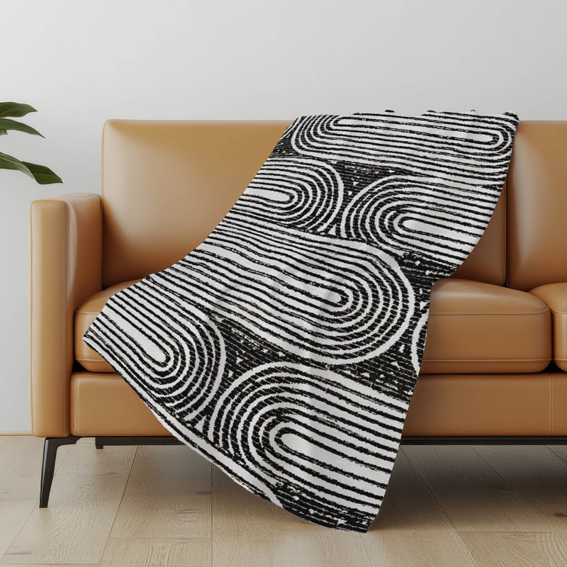 Jeté Art déco en sherpa Addison, Noir