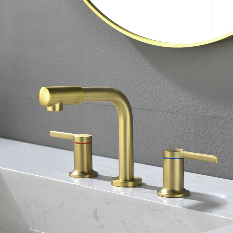 Widespread 2-handle Bathroom Faucet, Brushed Gold