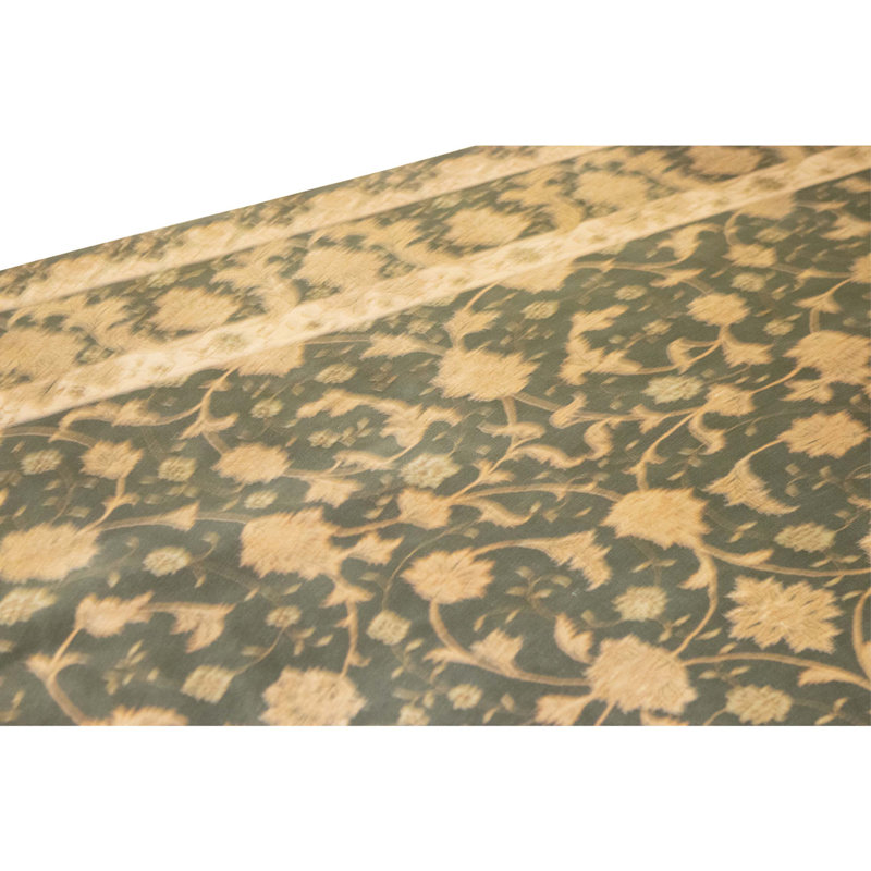 High-Quality Hand-Knotted Olive Green Area Rug