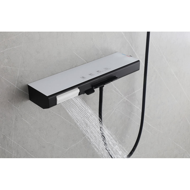 Ensemble de mélangeur de système de douche en laiton, pluie carrée 8-10 po et noir mat, Noir mat
