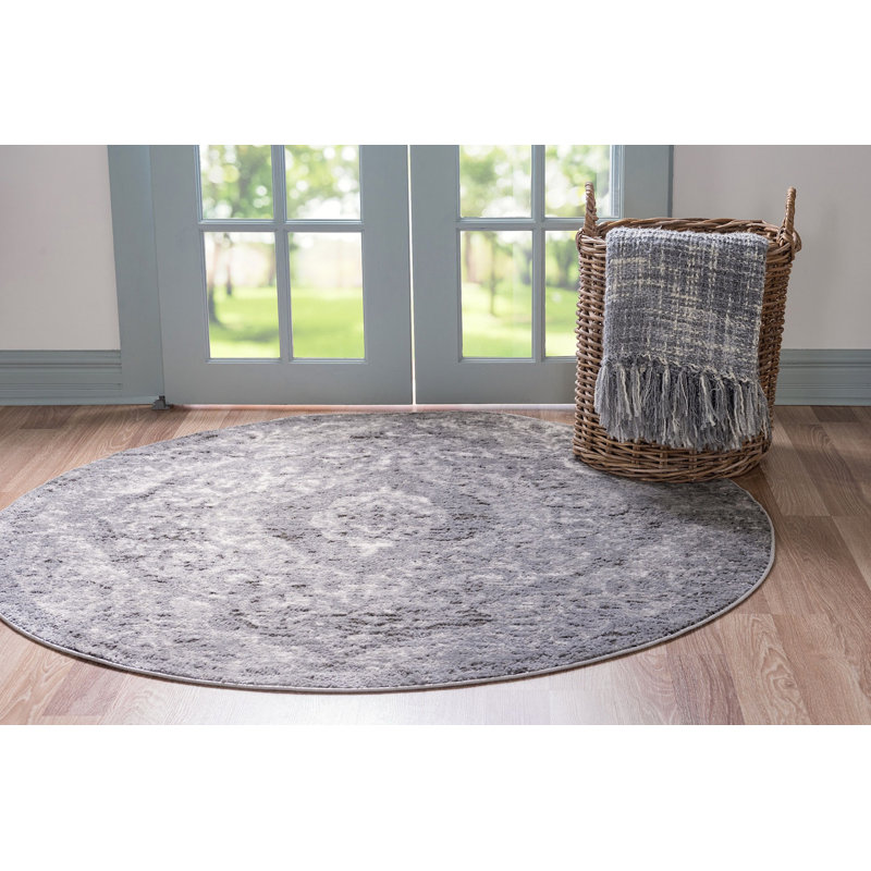 Geddis Ikat Indoor Rug, Round 5'