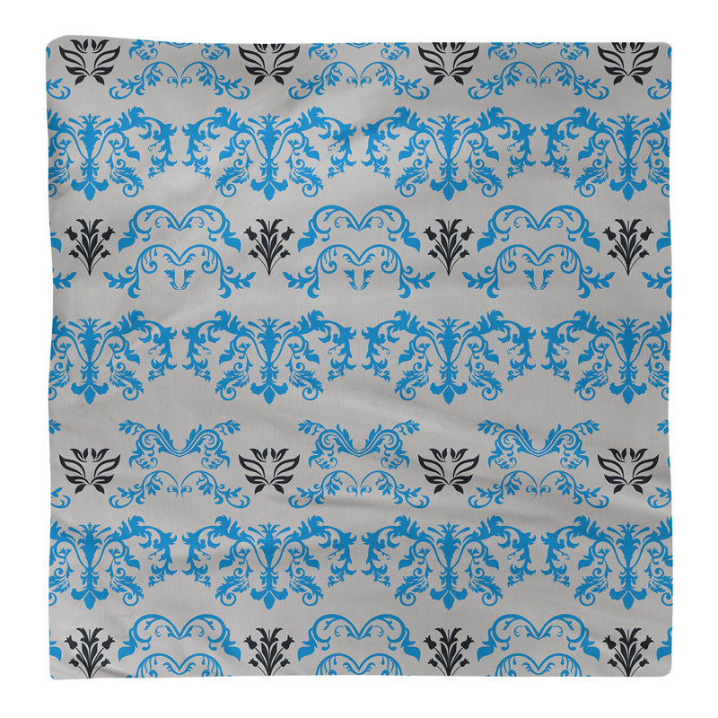 Damask Square Napkin, Carolina Blue/Silver/Black, Cotton, 10" W x 10" L