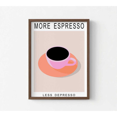 Funny Coffee Wall Art – ‘More Espresso Less Depresso’ Minimalist Print