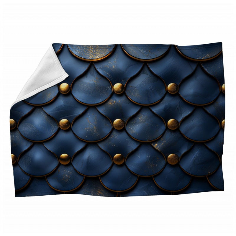 Jeté en molleton Scalloped Tiles - Jetés d'art visuel pour canapés ou lits, L 50 po x L 60 po