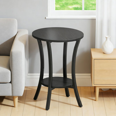 Round Side Table With 2-Tier Storage, Industrial End Table For Small Spaces, Sofa Table And Nightstand For Living Room And Bedroom