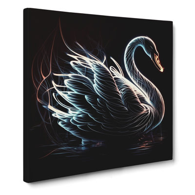 Swan Neon Art - Wrapped Canvas