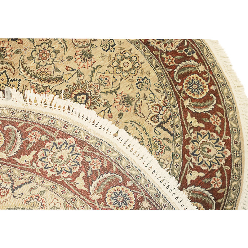High-Quality Hand-Knotted Beige And Wine Area Rug
