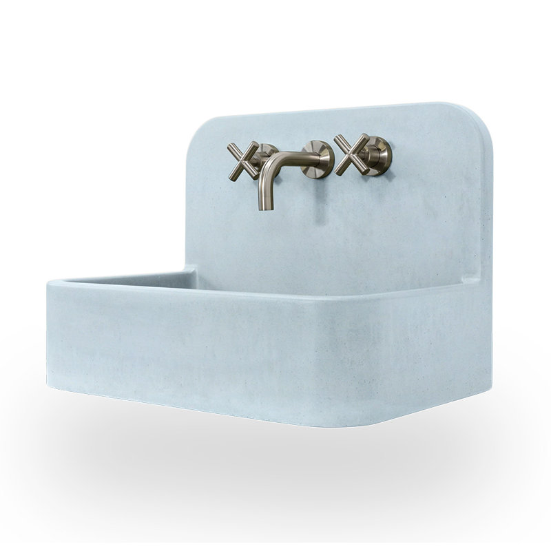 Newterra Handmade Concrete Wall/Vessel 22" Bathroom Sink, Aqua, 3 Hole