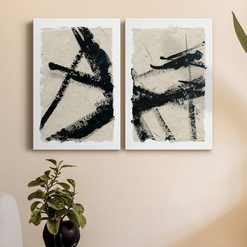 Lines Crossed I - Ensemble de 2 peintures, H 18 po x l 24 po x P 1 po, Toile tendue