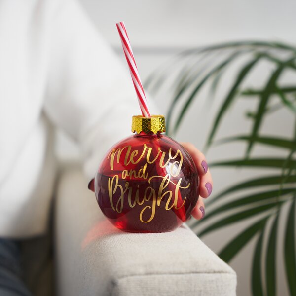 Custom Plastic Christmas Ornaments Cup with Straw 12 Oz