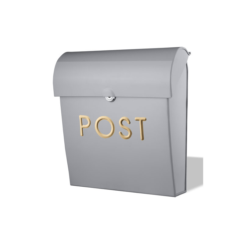 Buecker Aluminum Wall Mounted Post Box, 32cm H x 30cm W x 12.5cm D, Grey