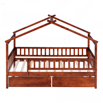 Lit simple en bois avec deux tiroirs